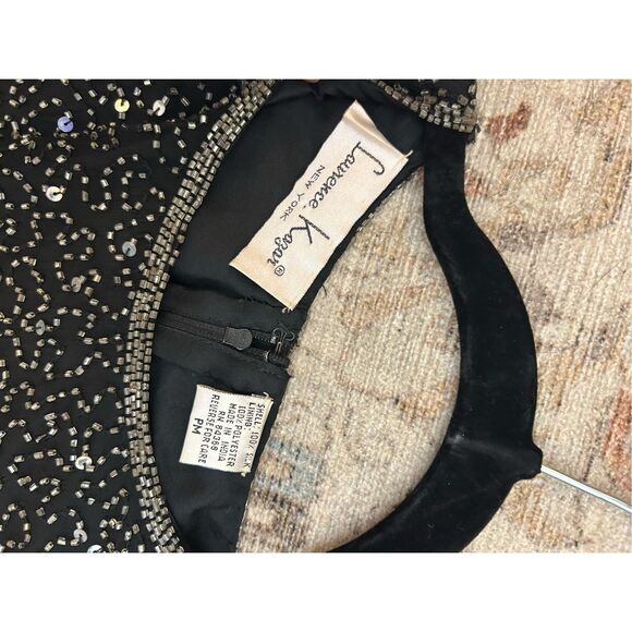 Laurence Kazar Black Sequins Silk Beaded Dress Size Medium Petite - Picture 11 of 12